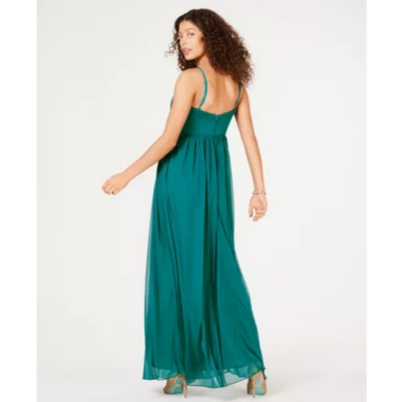 NWT Teeze Me Juniors' Beaded Grecian Gown, Emerald - Picture 2 of 2